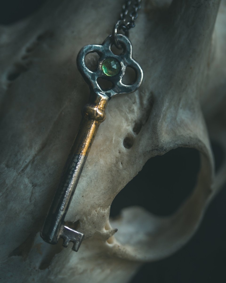 Hekate's Crossroads Key with Tsavorite Garnet – A One of a Kind Talisman of Rare Power, Transformation, and the Liminal Threshold - Machinations