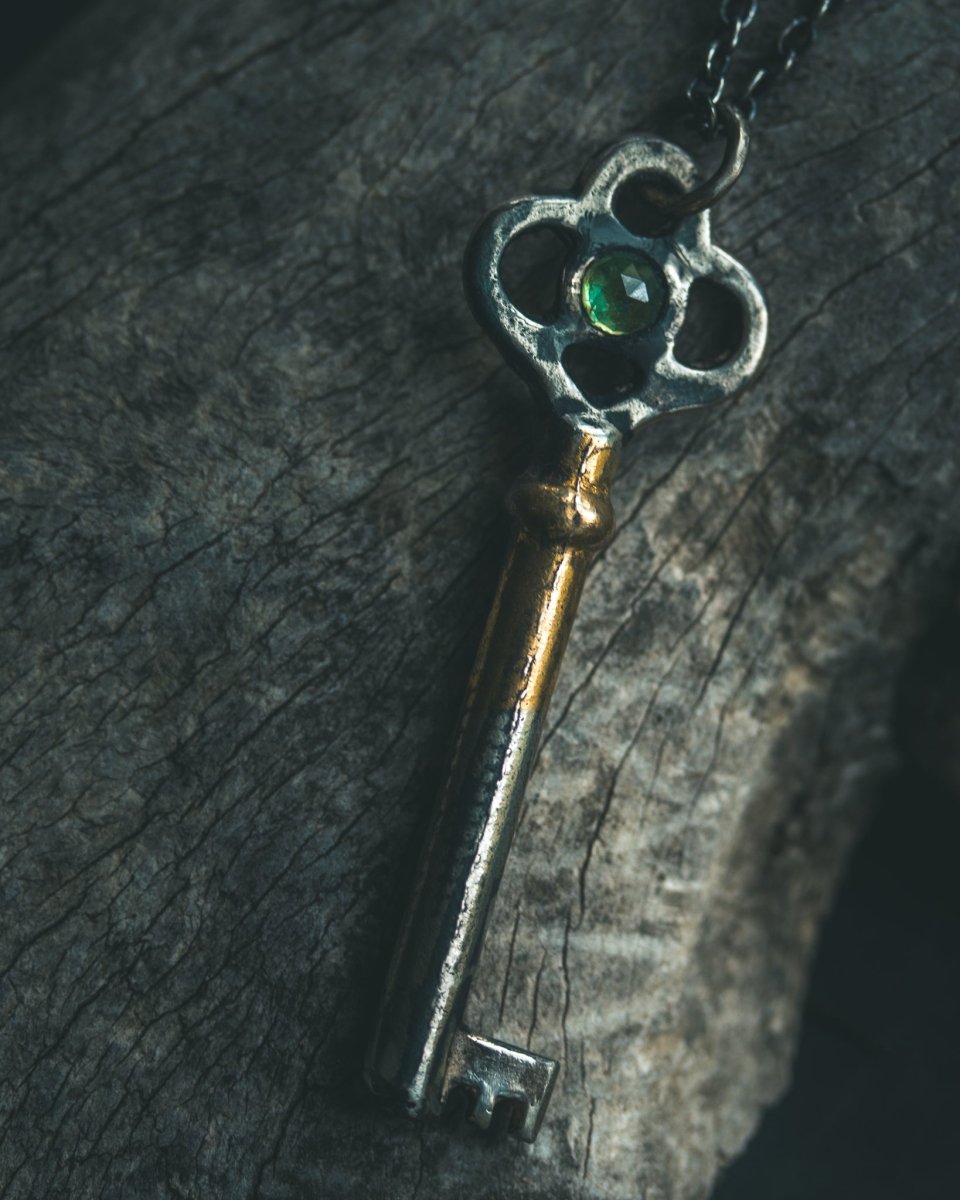 Hekate's Crossroads Key with Tsavorite Garnet – A One of a Kind Talisman of Rare Power, Transformation, and the Liminal Threshold - Machinations