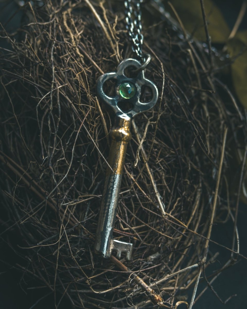 Hekate's Crossroads Key with Tsavorite Garnet – A One of a Kind Talisman of Rare Power, Transformation, and the Liminal Threshold - Machinations