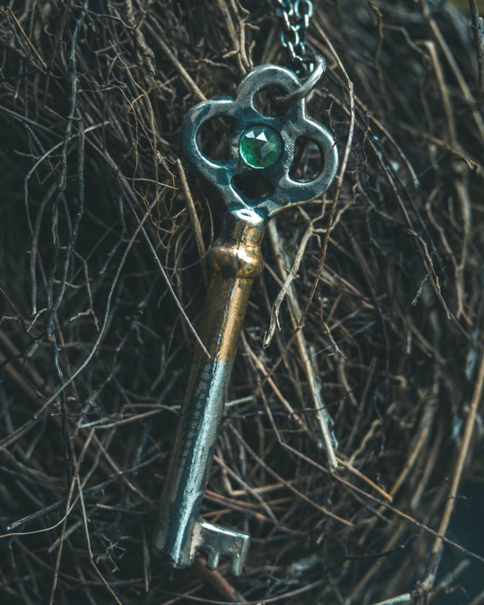 Hekate's Crossroads Key with Tsavorite Garnet – A One of a Kind Talisman of Rare Power, Transformation, and the Liminal Threshold - Machinations