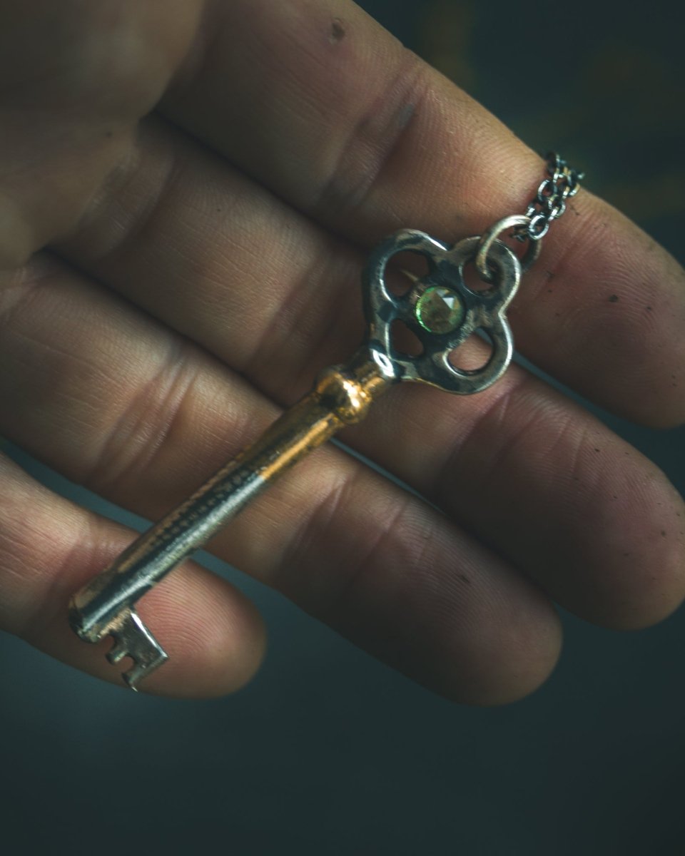 Hekate's Crossroads Key with Tsavorite Garnet – A One of a Kind Talisman of Rare Power, Transformation, and the Liminal Threshold - Machinations