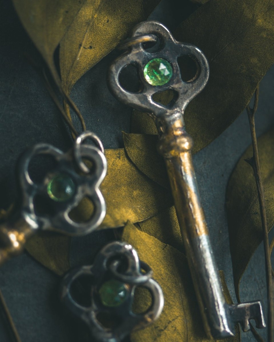 Hekate's Crossroads Key with Tsavorite Garnet – A One of a Kind Talisman of Rare Power, Transformation, and the Liminal Threshold - Machinations