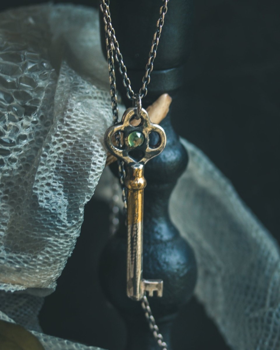 Hekate's Crossroads Key with Tsavorite Garnet – A One of a Kind Talisman of Rare Power, Transformation, and the Liminal Threshold - Machinations
