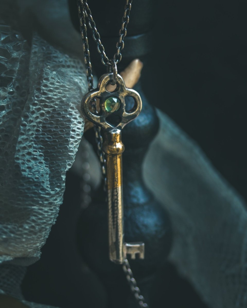 Hekate's Crossroads Key with Tsavorite Garnet – A One of a Kind Talisman of Rare Power, Transformation, and the Liminal Threshold - Machinations