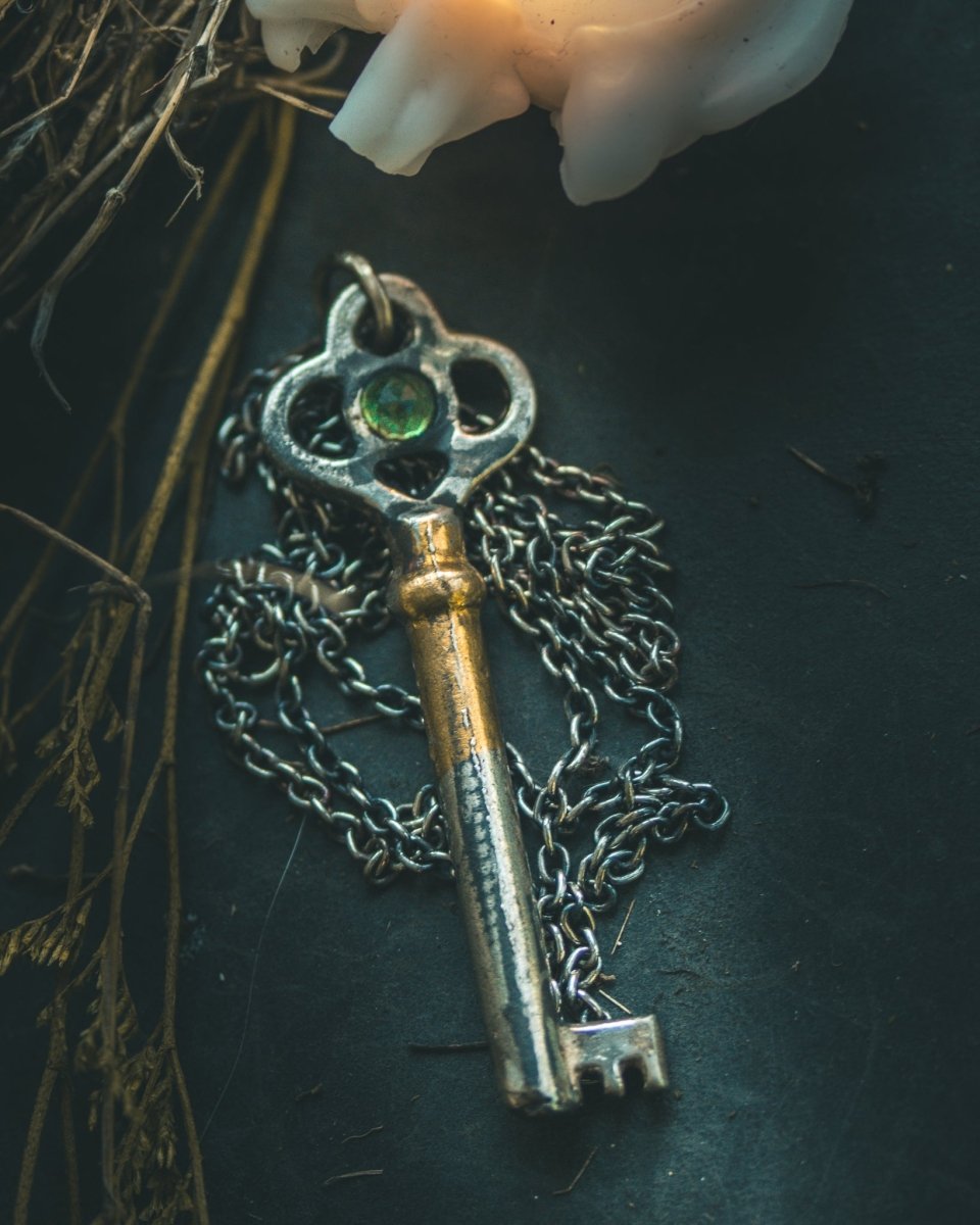 Hekate's Crossroads Key with Tsavorite Garnet – A One of a Kind Talisman of Rare Power, Transformation, and the Liminal Threshold - Machinations