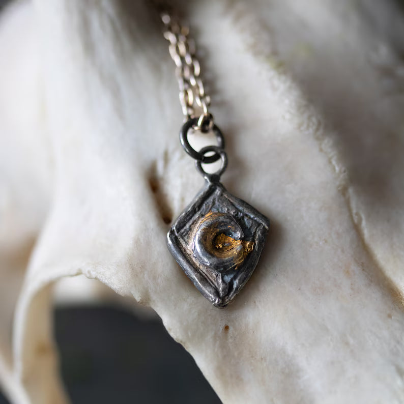 Moon Shield Amulet — Path of Esoteric Enlightenment | Sterling Silver & 23K Gold