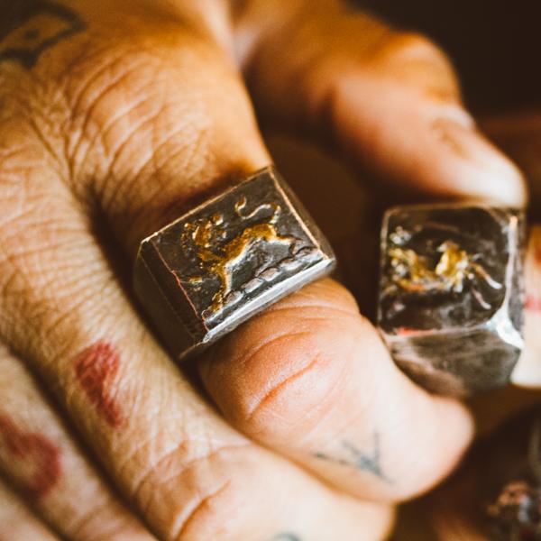 Illuminated Lion Heart Signet Ring - Machinations