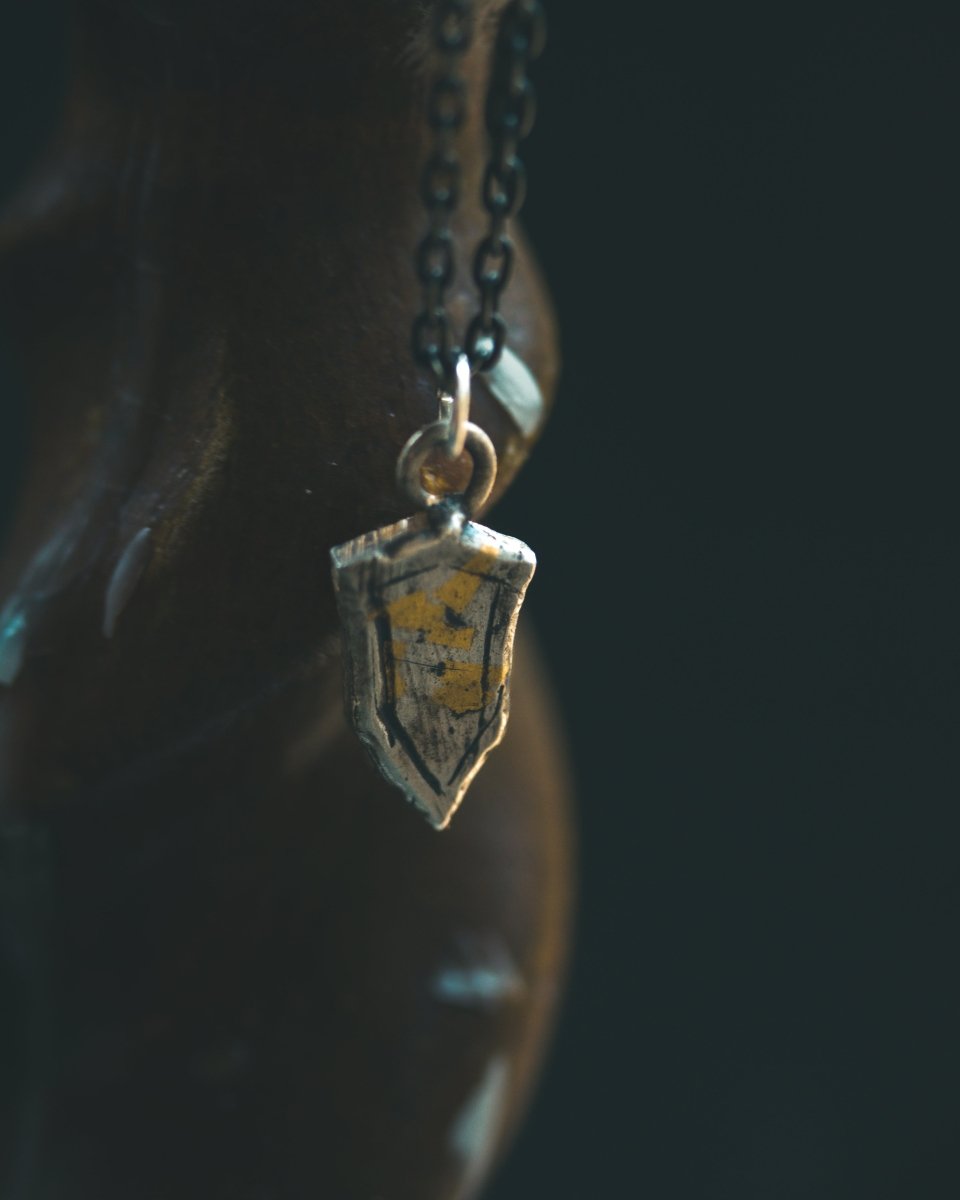 Knights Collection - Heraldic Emblem Shield Charm | Sterling Silver & 23.5K Gold | Noble Coat of Arms Pendant - Machinations