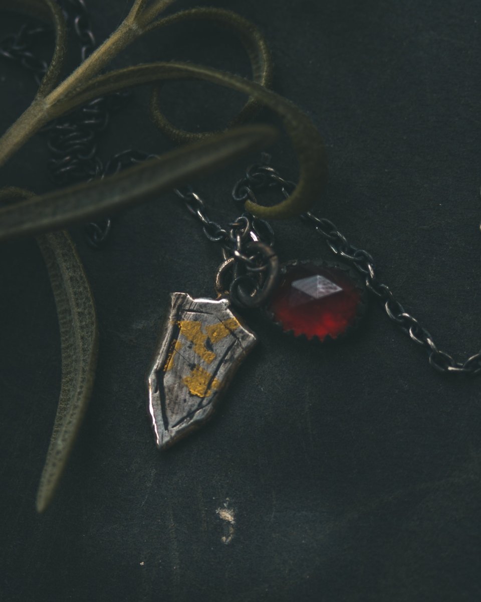 Knights Collection - Heraldic Emblem Shield Charm | Sterling Silver & 23.5K Gold | Noble Coat of Arms Pendant - Machinations