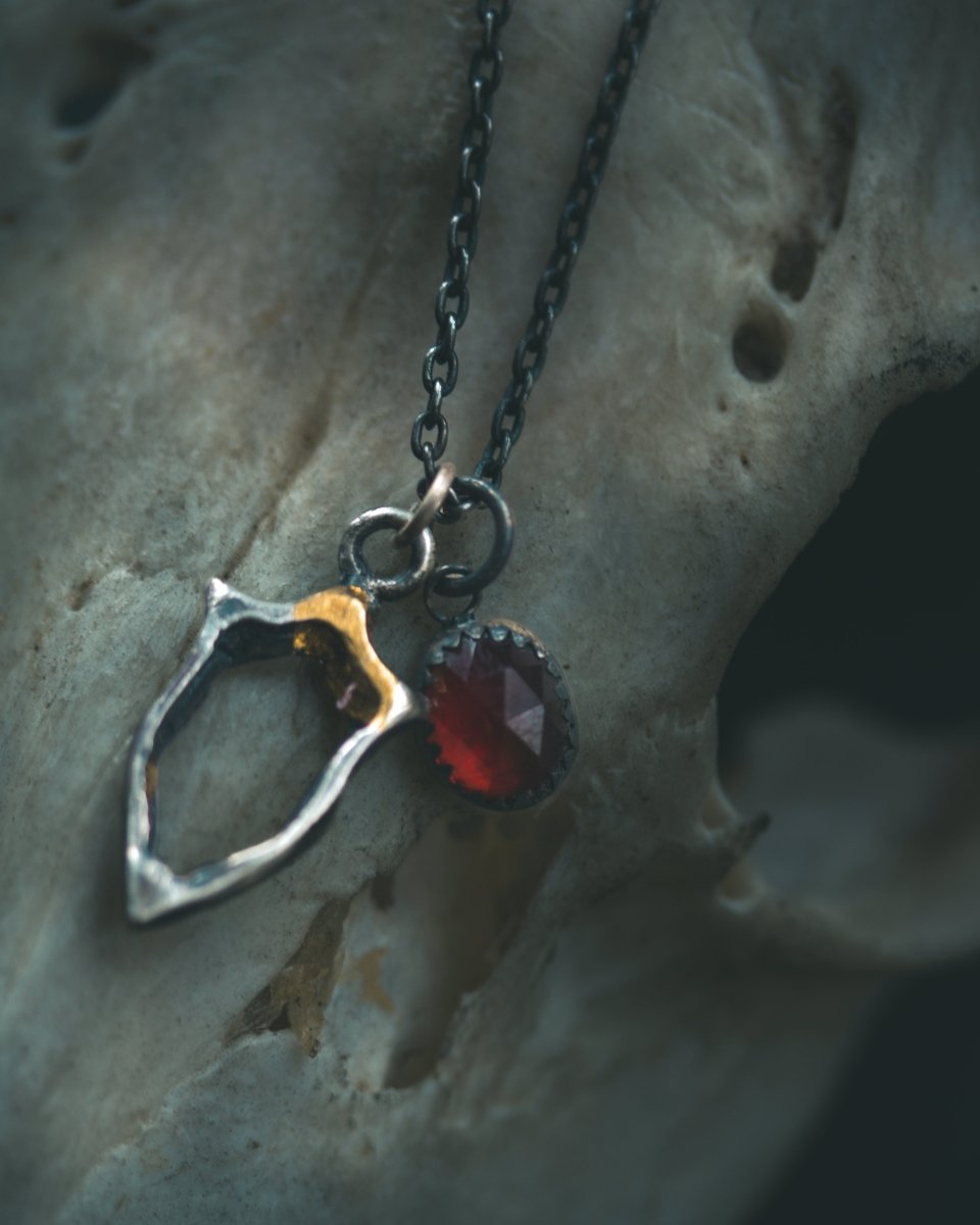 Knights Collection - Hollow Shield Charm | Sterling Silver & 23.5K Gold | Medieval Pilgrimage Token - Machinations
