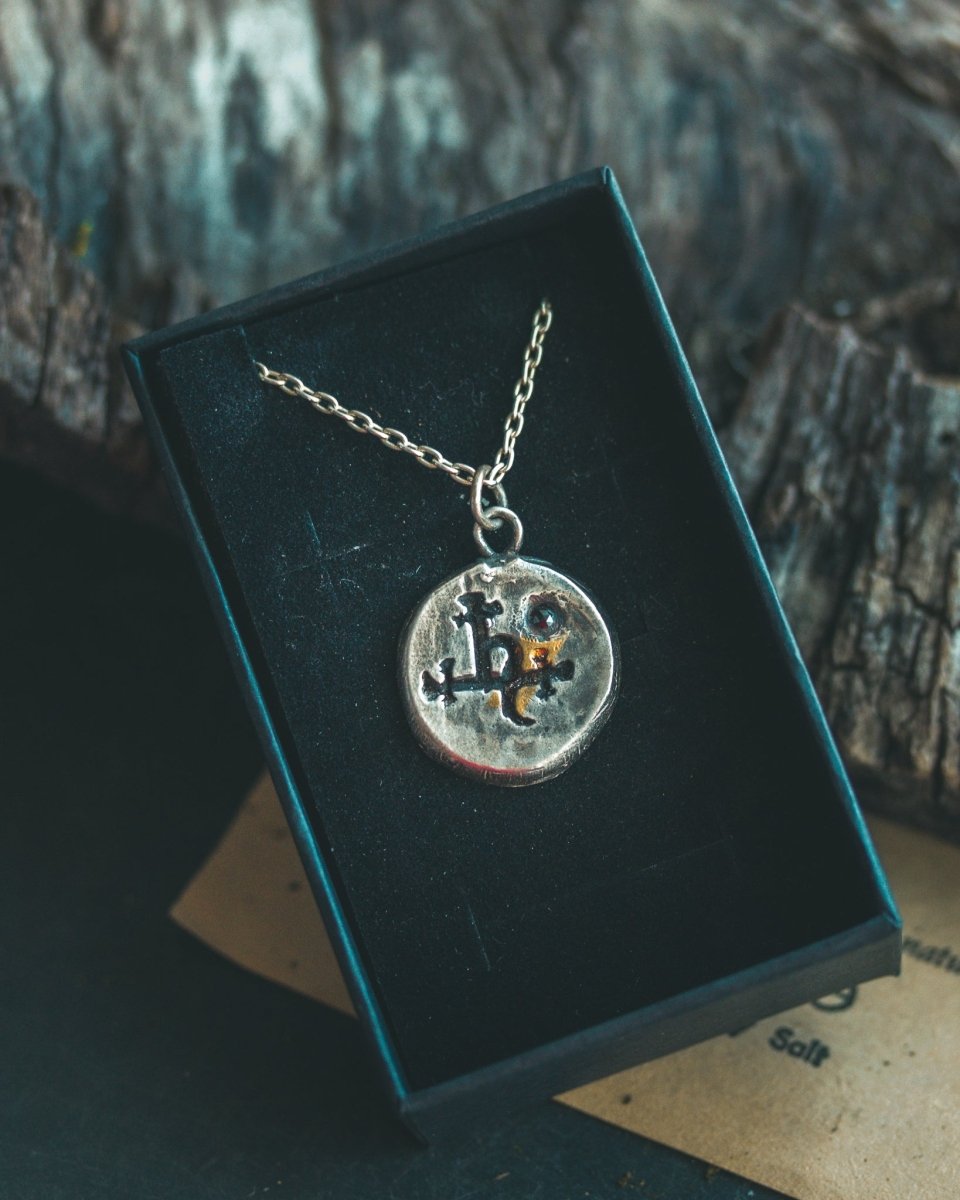 Lilith Symbol Charm — Sterling Silver & Black Diamond - Machinations