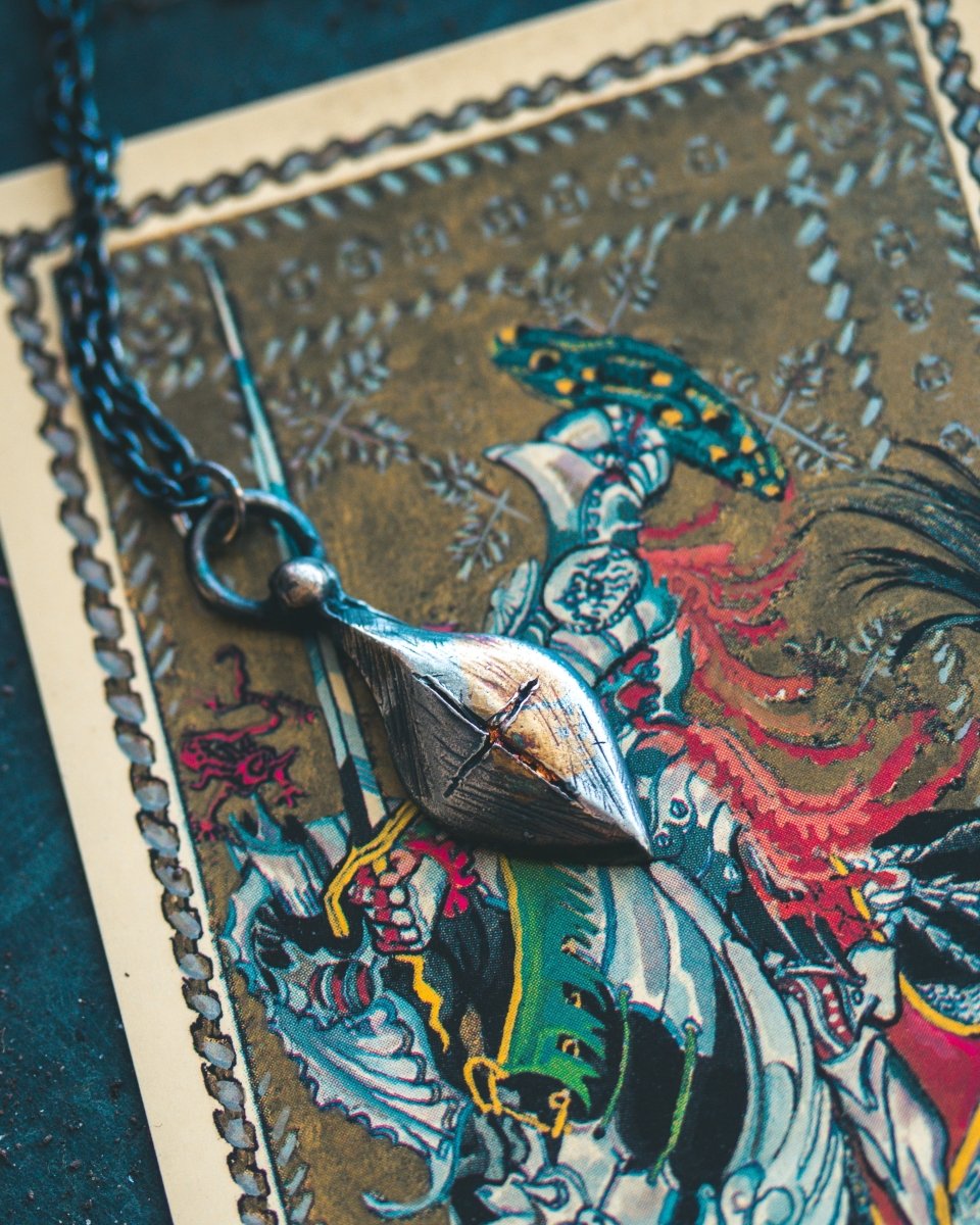 Limited Edition Knight’s Cross Amulet: Handcrafted in Sterling Silver with 23.5K Gold Accents - Machinations