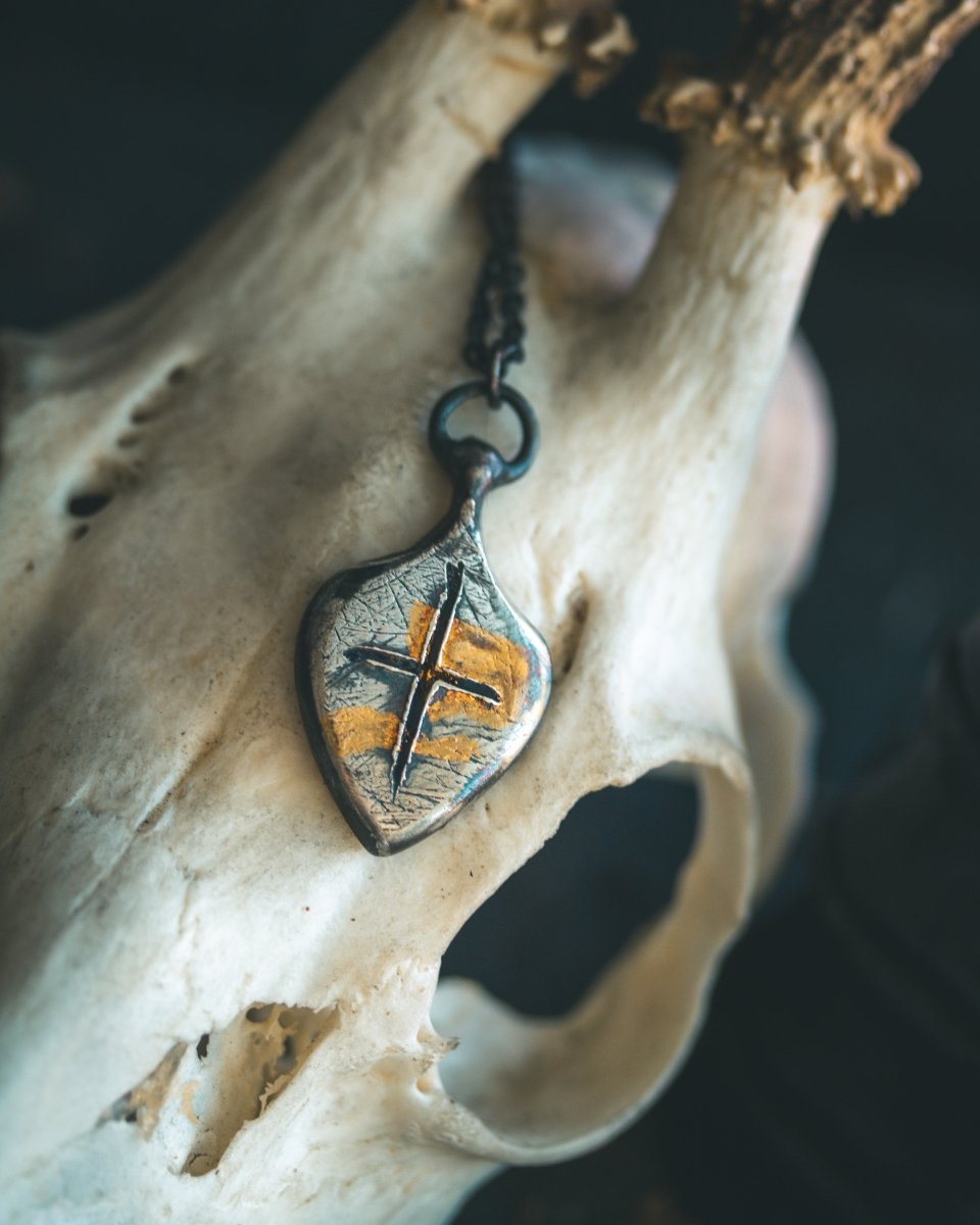 Limited Edition Knight’s Cross Amulet: Handcrafted in Sterling Silver with 23.5K Gold Accents - Machinations