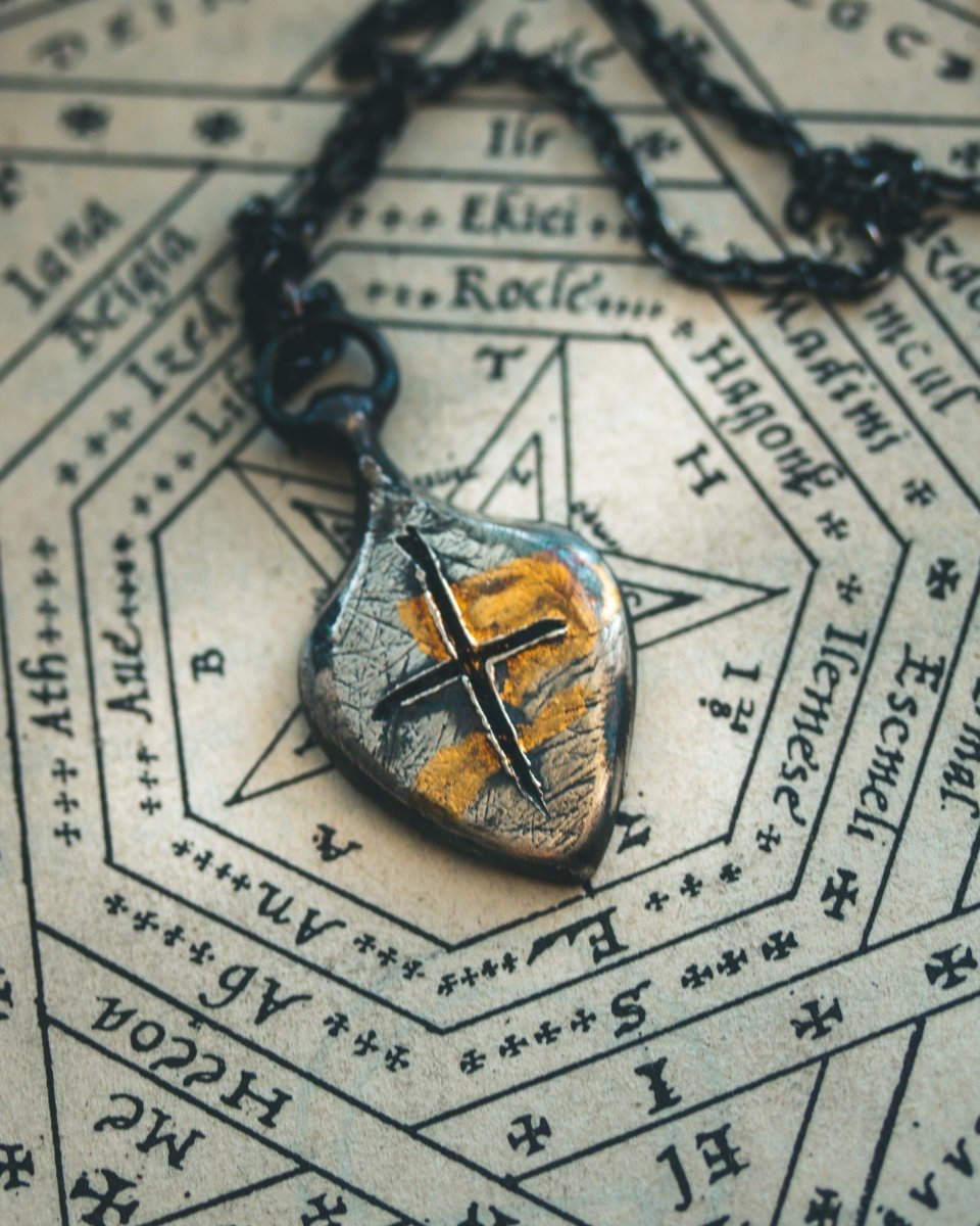 Limited Edition Knight’s Cross Amulet: Handcrafted in Sterling Silver with 23.5K Gold Accents - Machinations