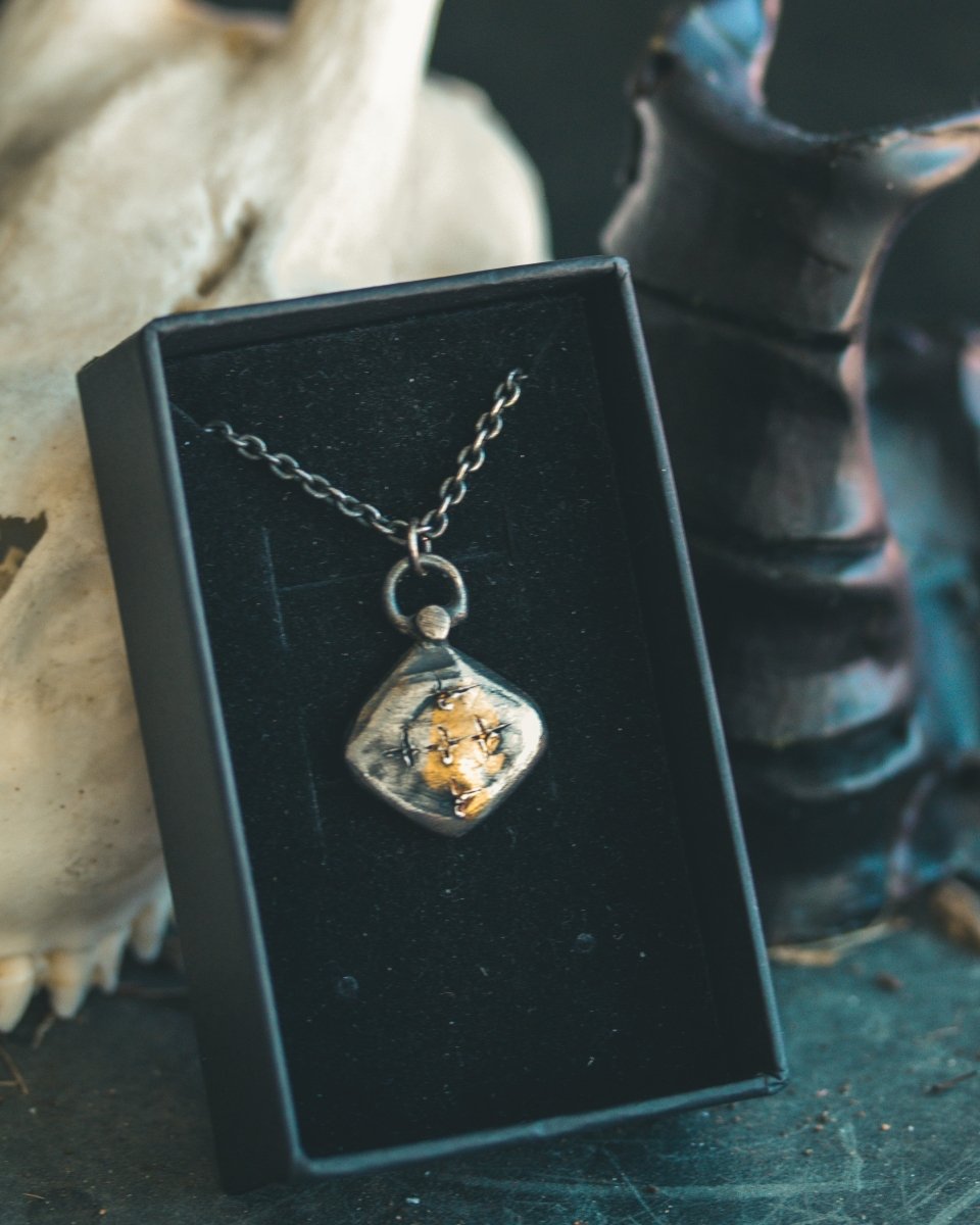 Limited Edition Pilgrim’s Cross Amulet: Handcrafted in Sterling Silver with 23.5K Gold Accents - Machinations