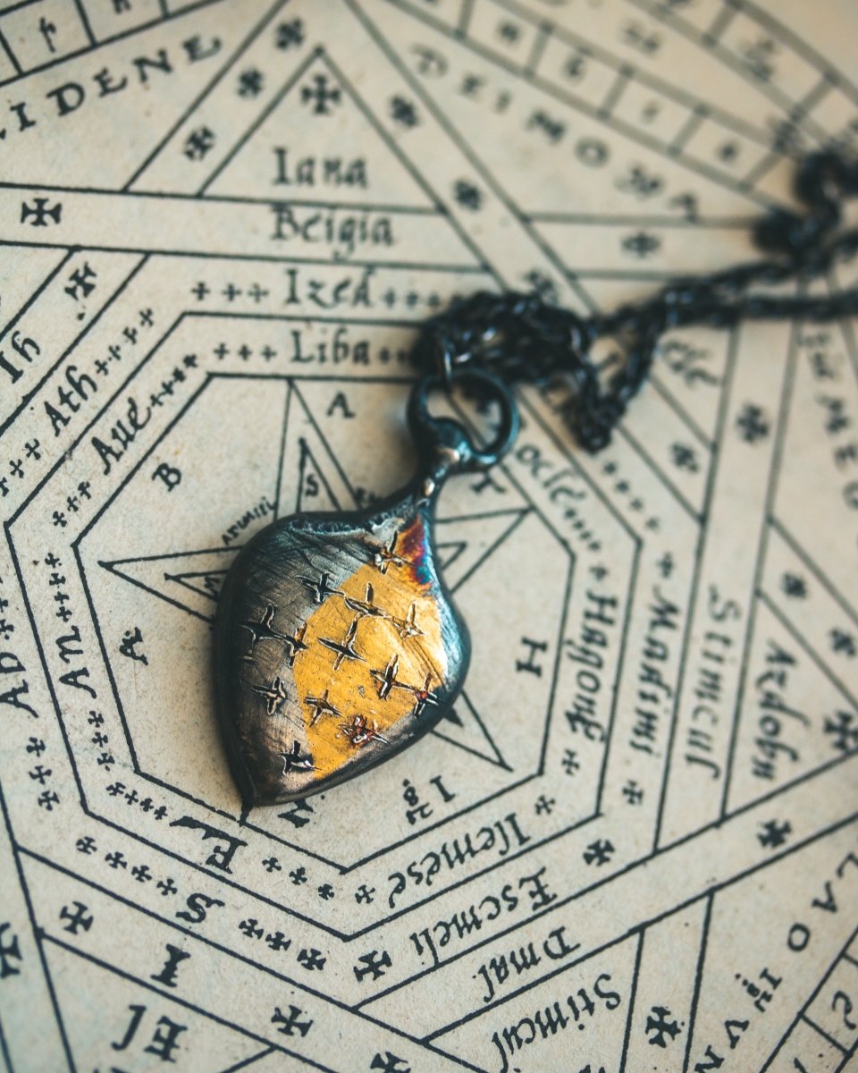 Limited Edition Pilgrim’s Cross Amulet: Handcrafted in Sterling Silver with 23.5K Gold Accents - Machinations