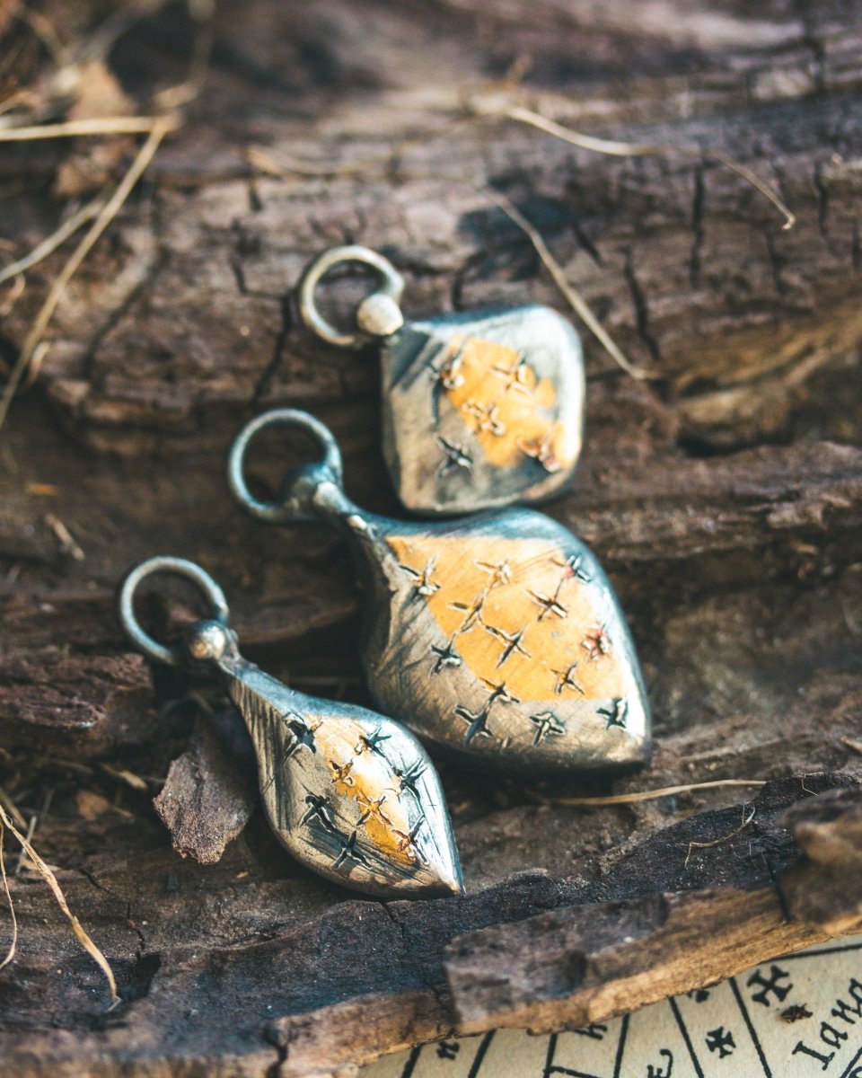 Limited Edition Pilgrim’s Cross Amulet: Handcrafted in Sterling Silver with 23.5K Gold Accents - Machinations