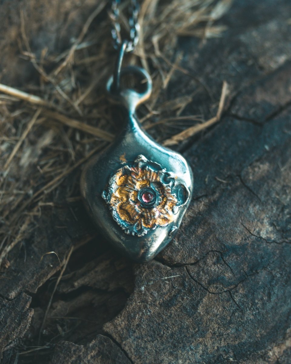 Limited Edition Rose of Death Tarot Amulet with Almandine Garnet - Machinations