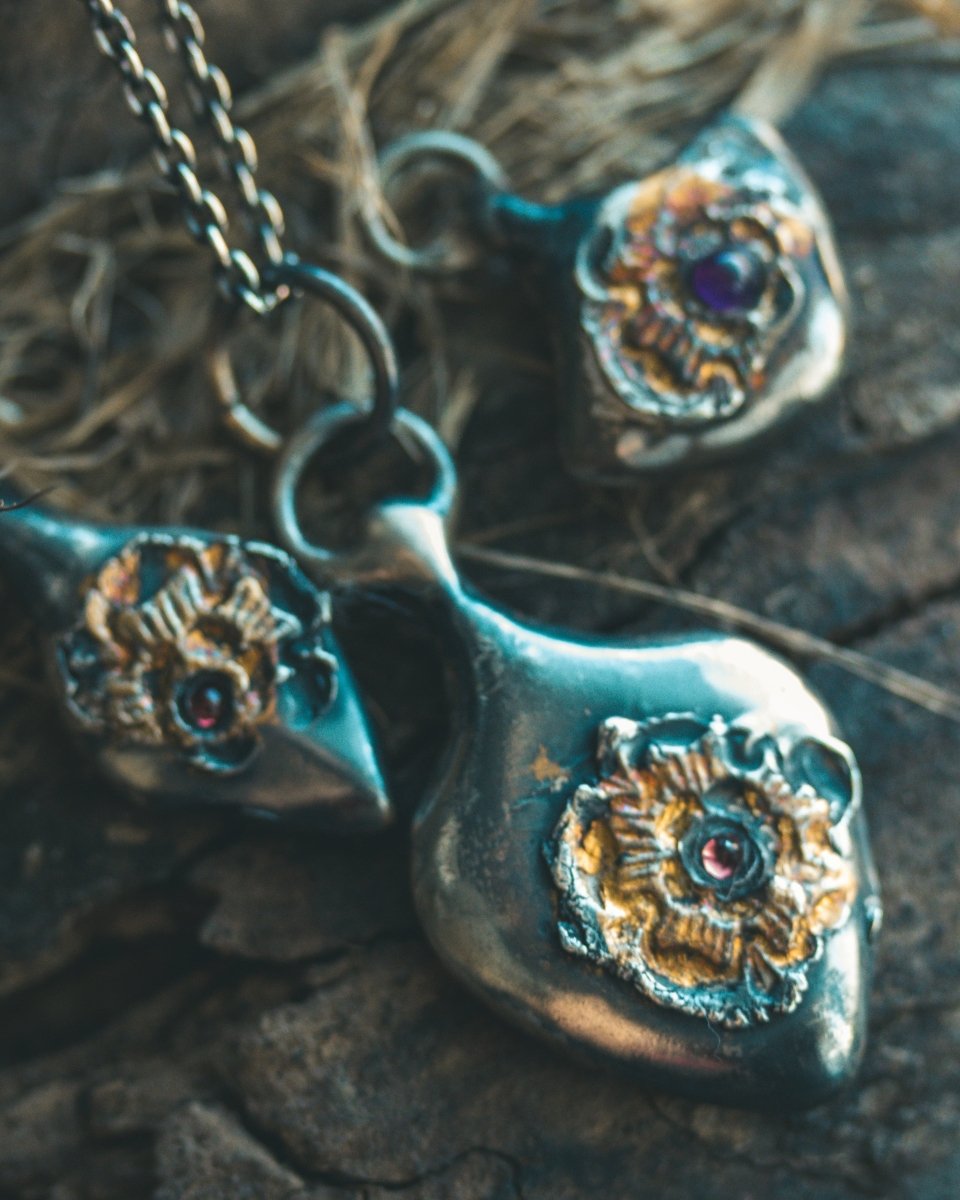 Limited Edition Rose of Death Tarot Amulet with Almandine Garnet - Machinations