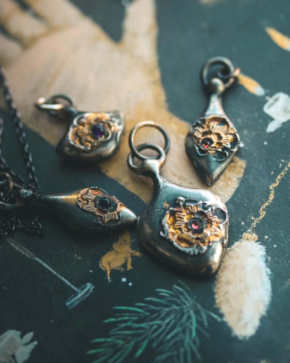 Limited Edition Rose of Death Tarot Amulet with Almandine Garnet - Machinations