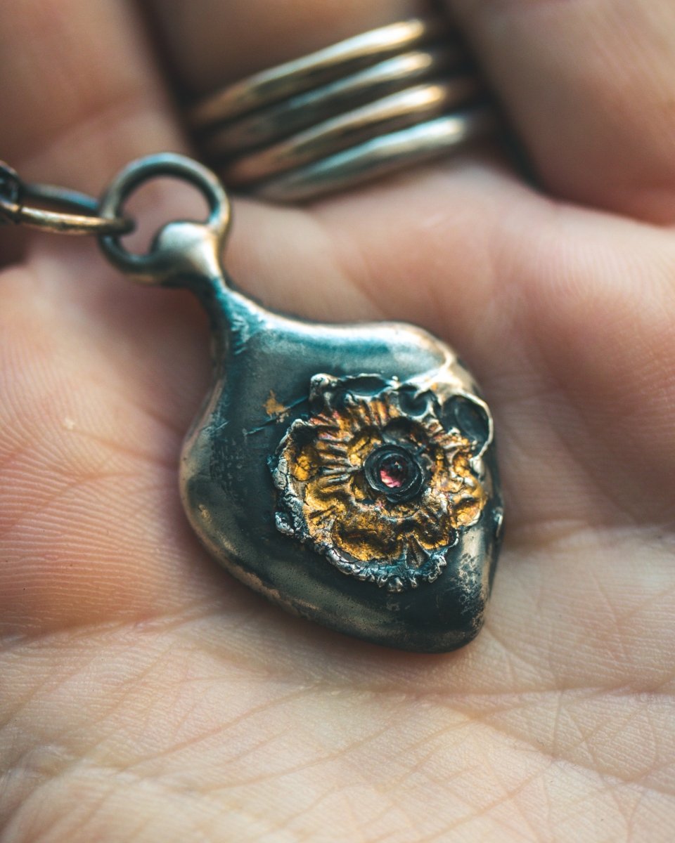 Limited Edition Rose of Death Tarot Amulet with Almandine Garnet - Machinations