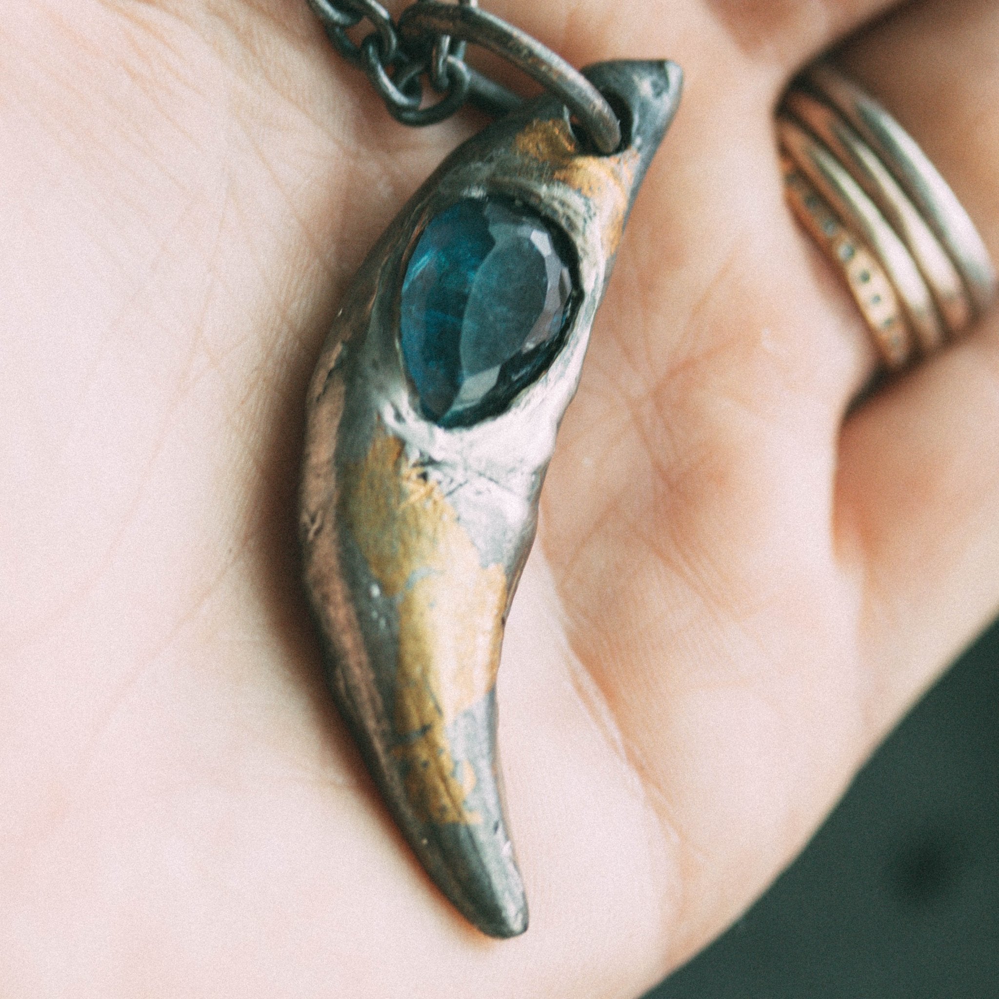 Lupus Spiritus Fang with Rare Indicolite Tourmaline - Machinations