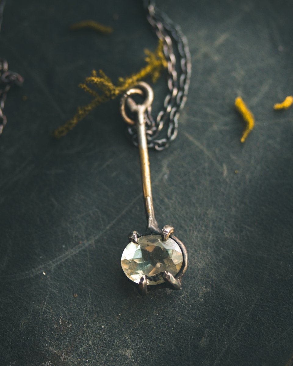 Meteromance Prasiolite Charm | Sterling Silver | Dual - Purpose Divination Pendulum & Pendant - Machinations
