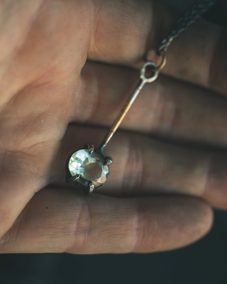 Meteromance Prasiolite Charm | Sterling Silver | Dual - Purpose Divination Pendulum & Pendant - Machinations