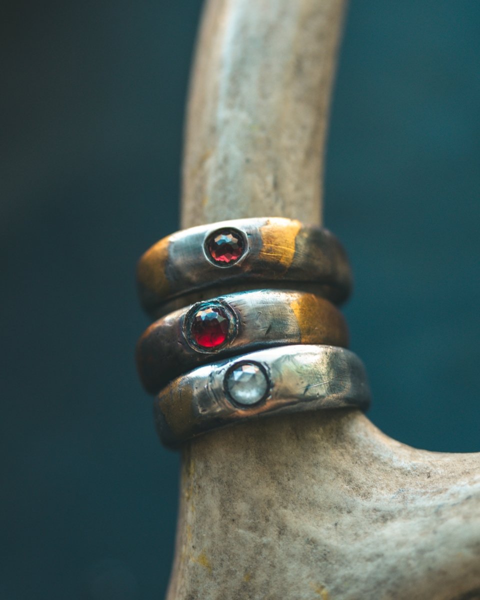 Mixed metals STIRRUP RING diamond limited edition - Machinations