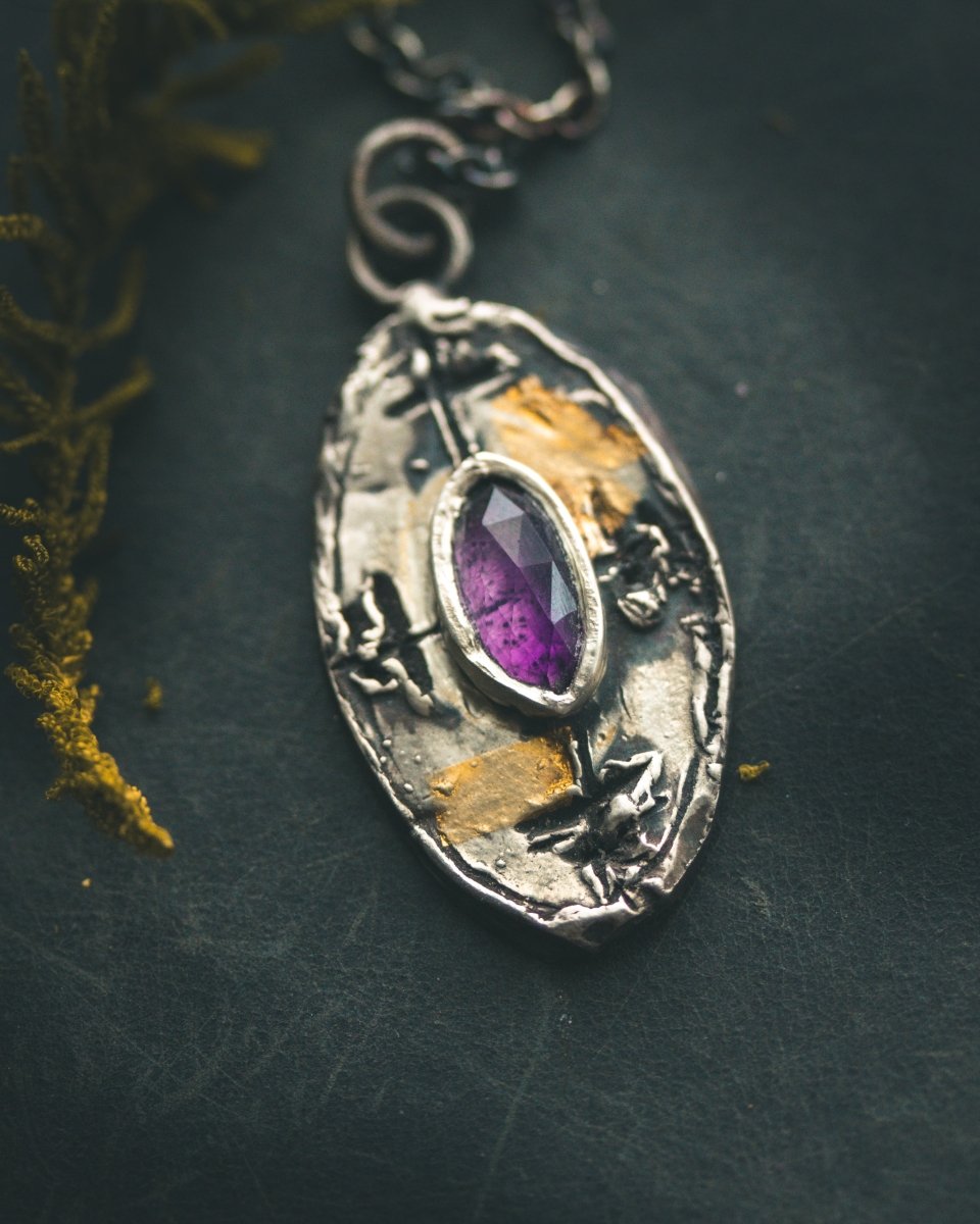 Nordic Talisman Rose - Cut Amethyst Amulet: A Gateway to Ancestral Wisdom and Divine Protection - Machinations