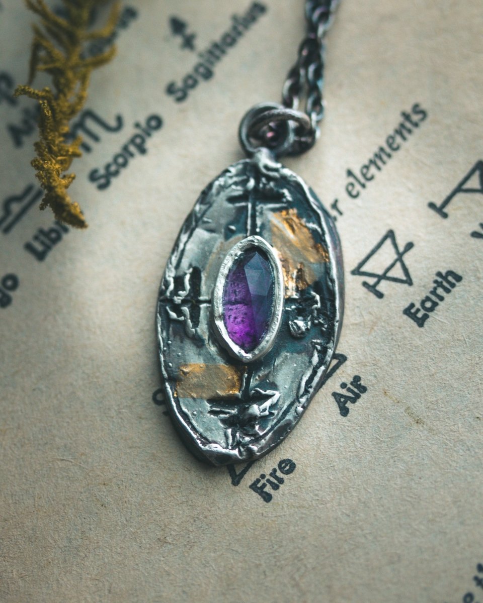 Nordic Talisman Rose - Cut Amethyst Amulet: A Gateway to Ancestral Wisdom and Divine Protection - Machinations