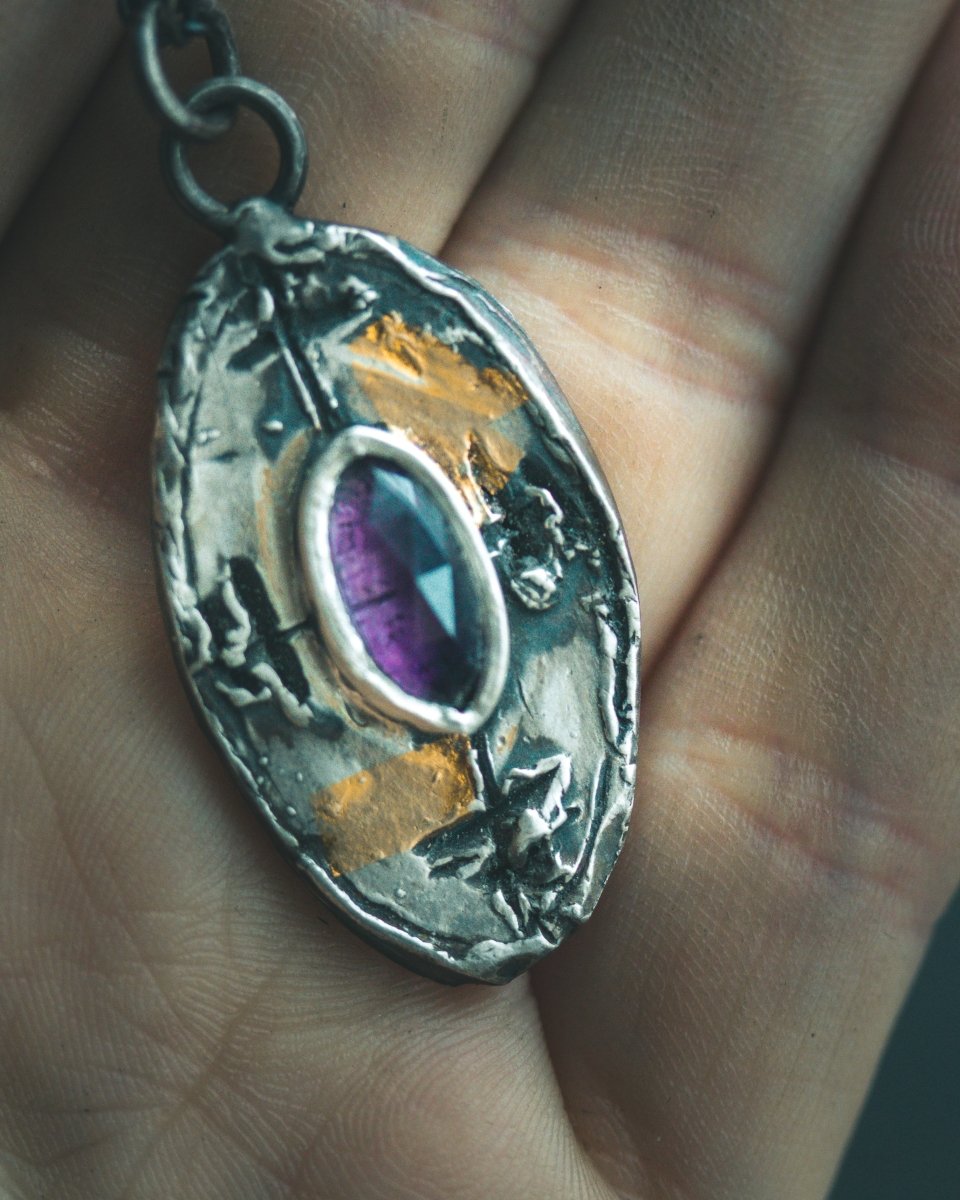 Nordic Talisman Rose - Cut Amethyst Amulet: A Gateway to Ancestral Wisdom and Divine Protection - Machinations