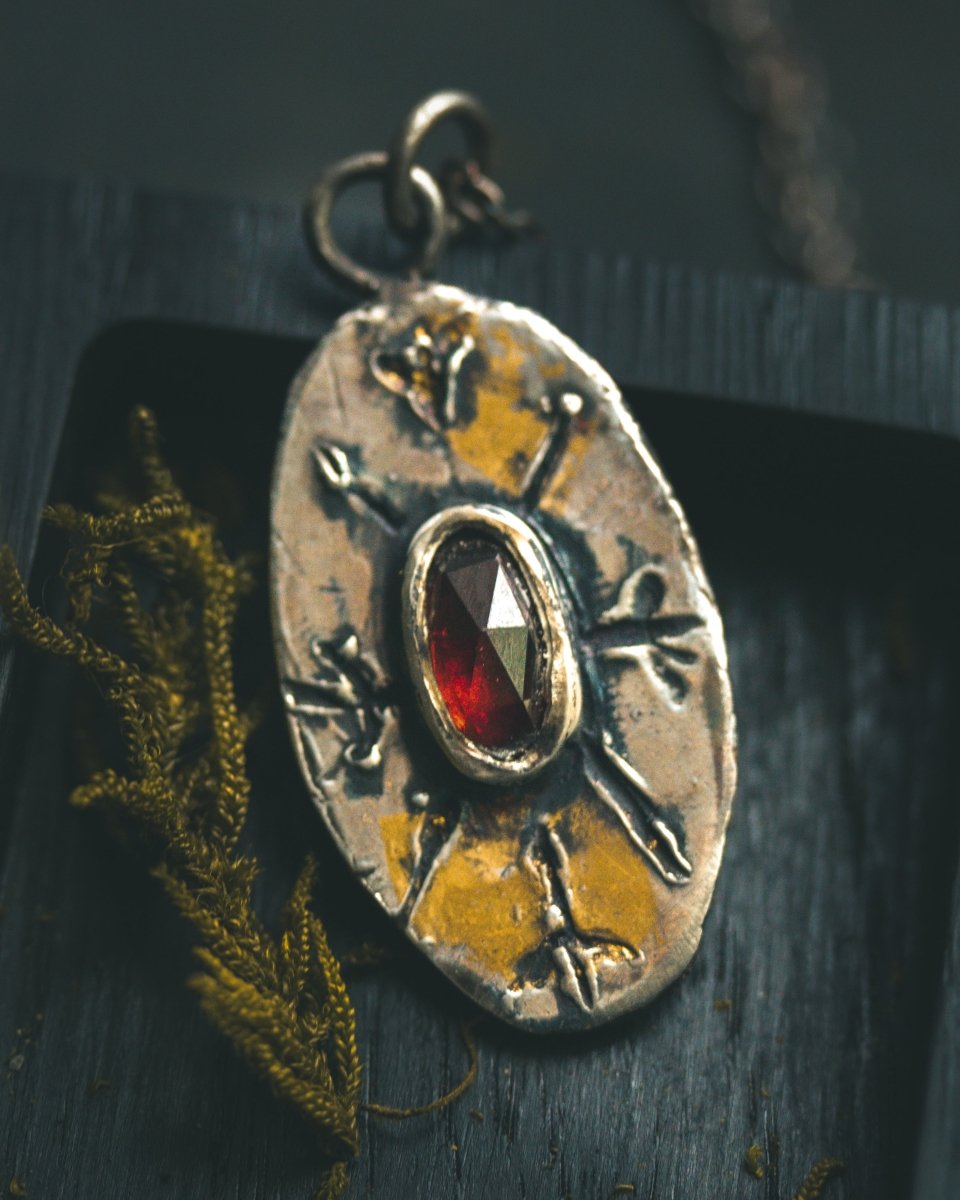 Nordic Talisman Rose - Cut Garnet Amulet: A Gateway to Ancestral Power and Warrior's Fire - Machinations