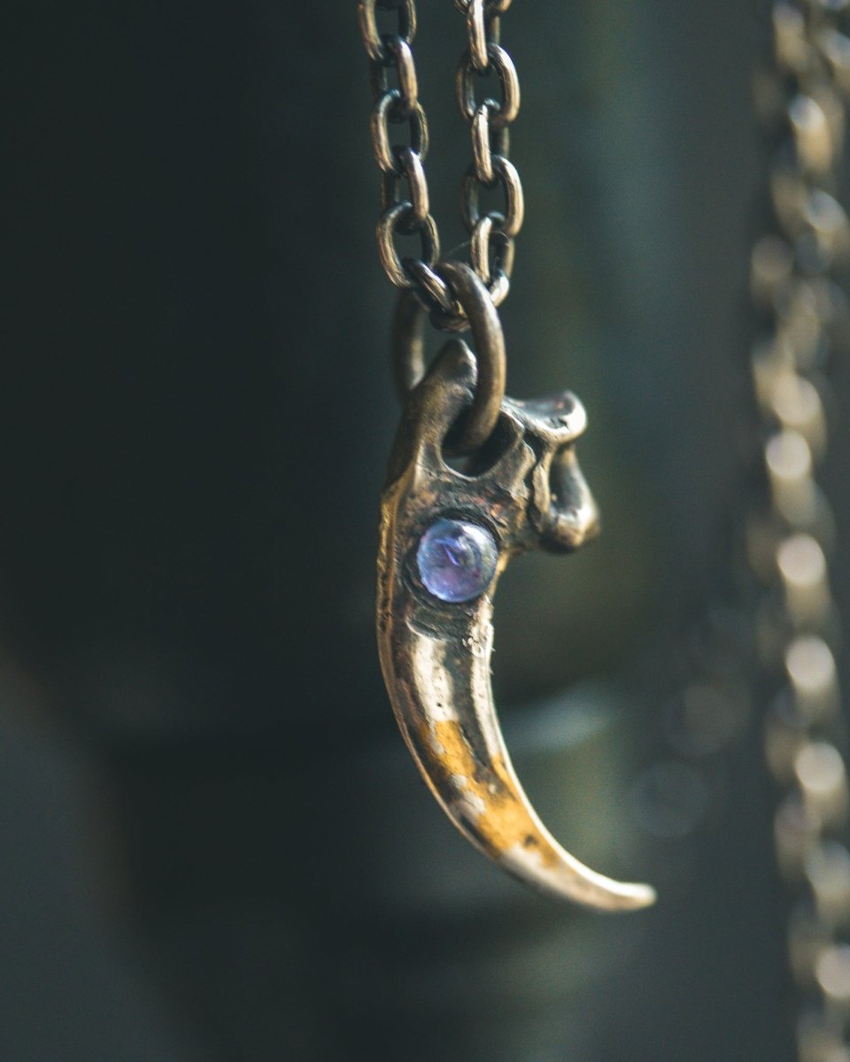 Peregrine Falcon Talon Pendant with Tanzanite Cabochon - Machinations