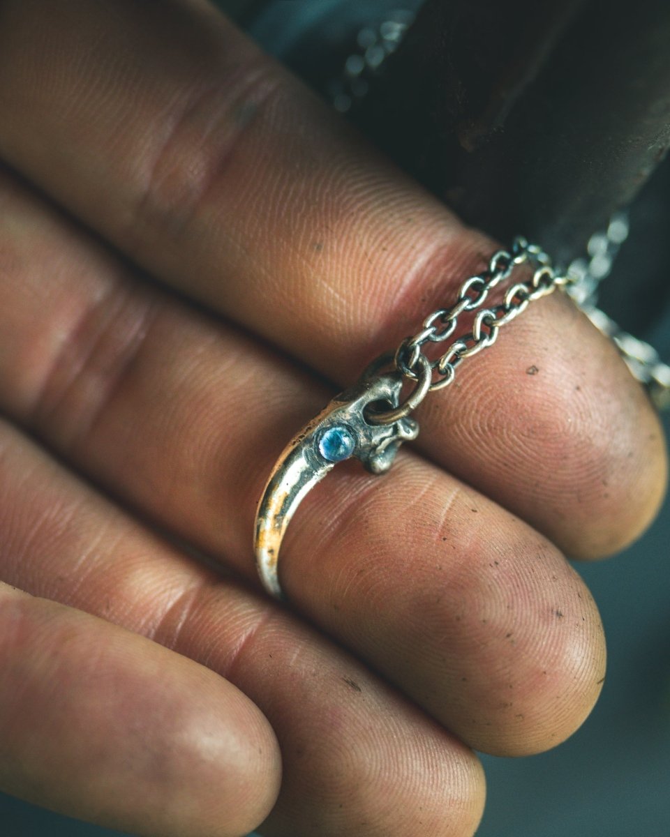 Peregrine Falcon Talon Pendant with Tanzanite Cabochon - Machinations
