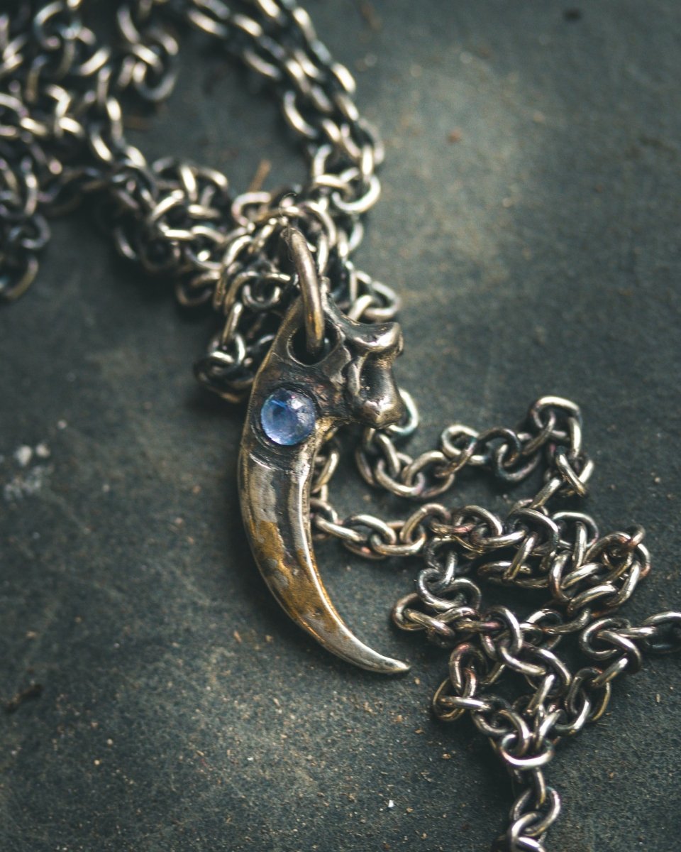 Peregrine Falcon Talon Pendant with Tanzanite Cabochon - Machinations