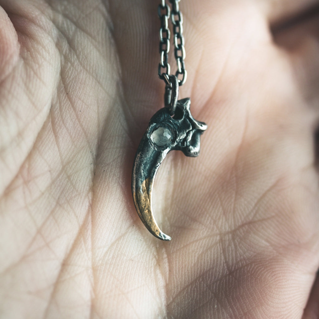 Peregrine Falcon Talon with Aquamarine - Machinations