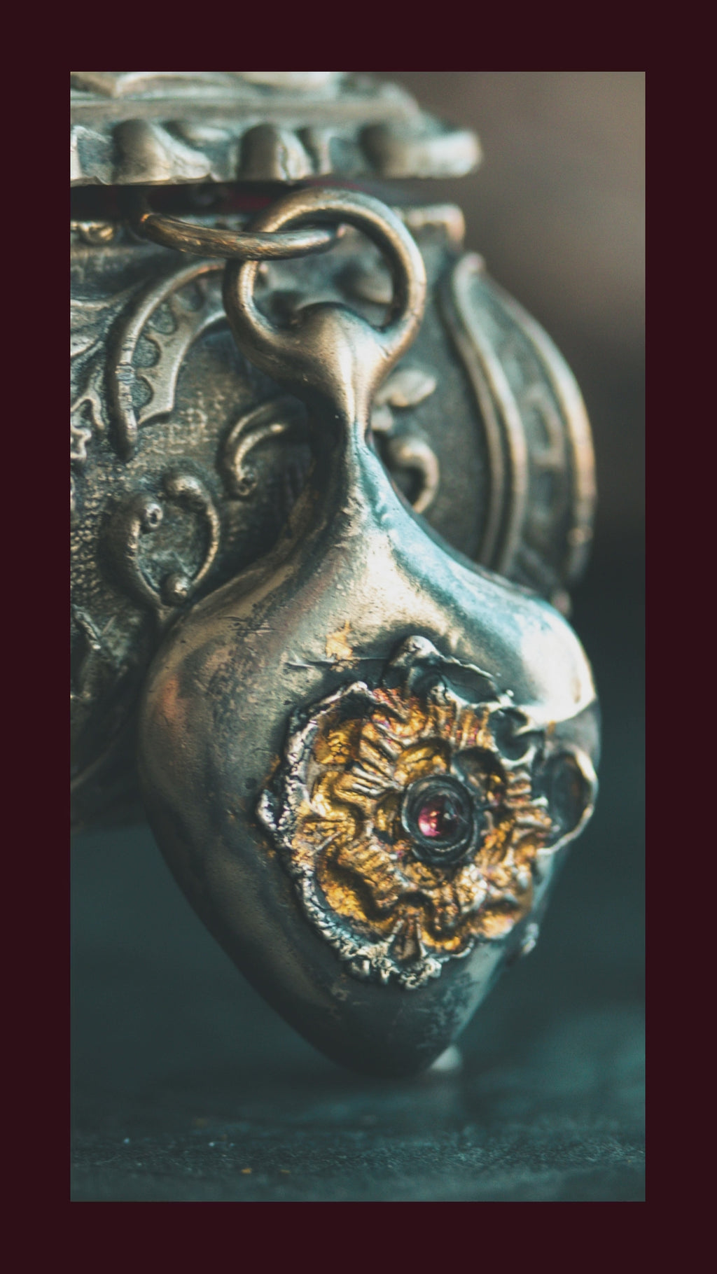 Limited Edition Rose of Death Tarot Amulet with Almandine Garnet - made to order