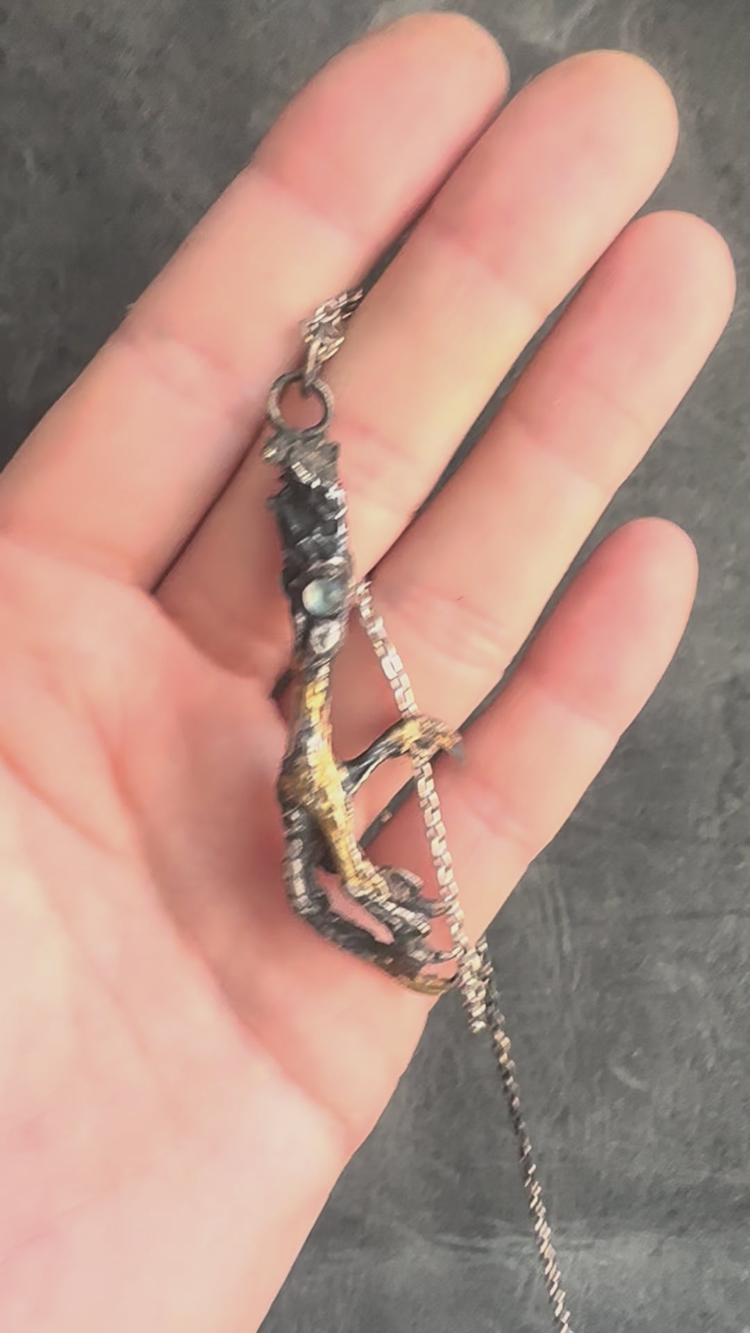 Yaga's Cabinet: Mourning Dove Divination Pendant | Sterling Silver | Rose-Cut Rainbow Moonstone | Ethically Found
