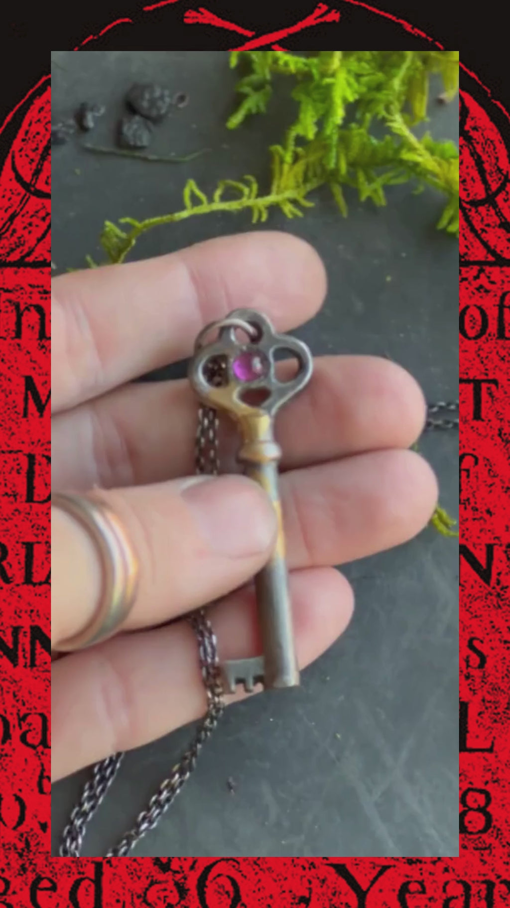 Hekate’s Crossroads Key with Rhodolite Garnet: A Talisman of Transformation, Passion, and the Power of Choice