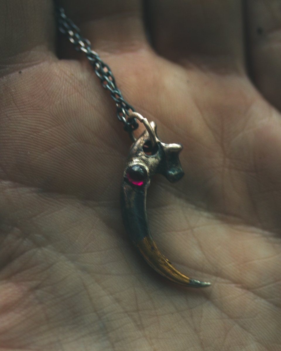 Raven Claw Pendant with Rare Neon Rhodolite Garnet: A Talisman of Shadow, Insight, and Fierce Protection - Machinations