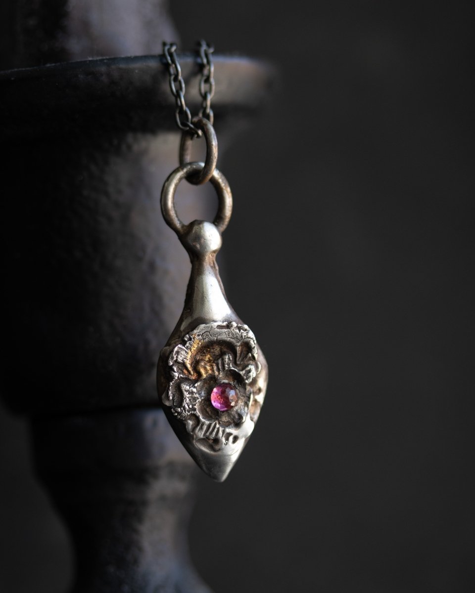 READY TO SHIP – Rose of Death Tarot Amulet with Rhodolite Garnet | Mother's Day Gift of Strength & Transformation - Machinations