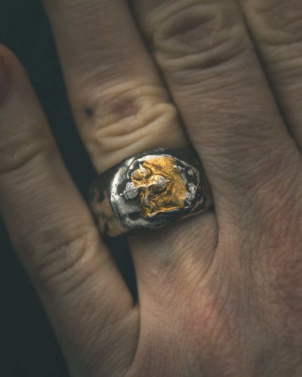 Shamrock Trinity Signet | Sterling Silver & 23K Gold | Sacred Symbol of Faith, Hope & Love - Machinations