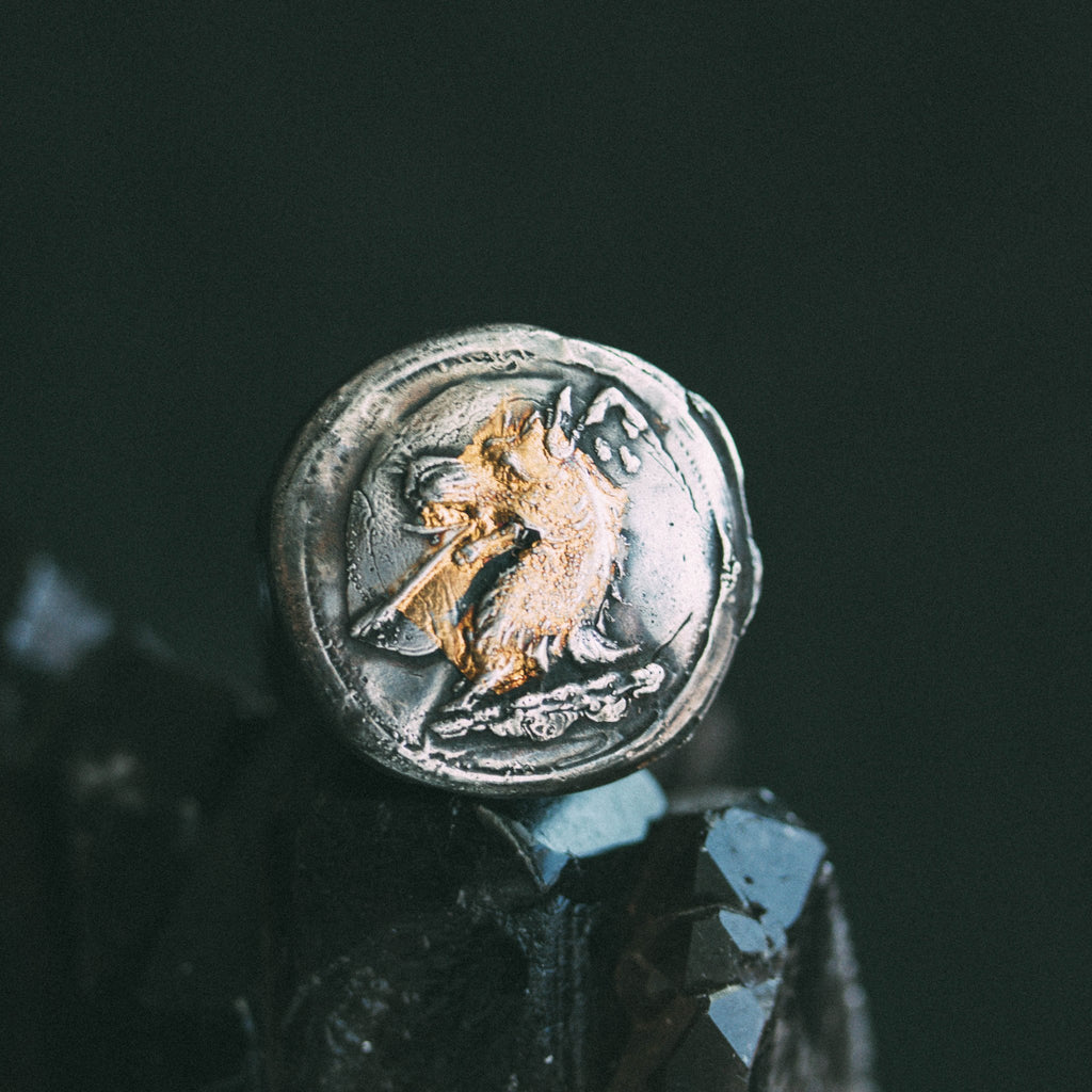 Shot Wolf Round Signet Ring - Machinations