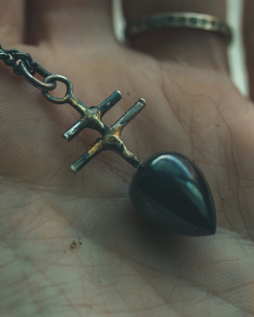Silver & Gold Leviathan Cross Pendant with Black Spinel: A Symbol of Alchemy, Protection & Strength - Machinations