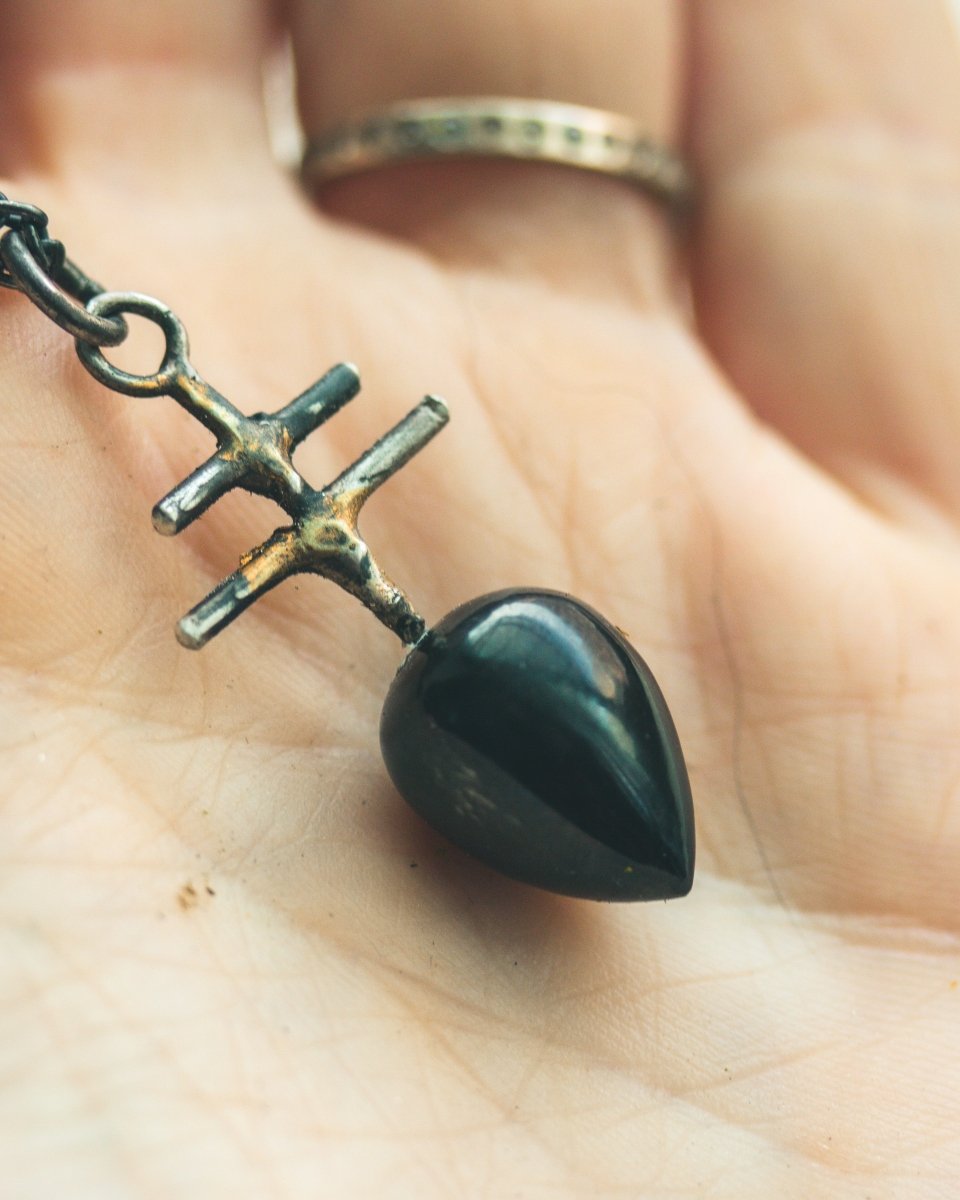 Silver & Gold Leviathan Cross Pendant with Black Spinel: A Symbol of Alchemy, Protection & Strength - Machinations
