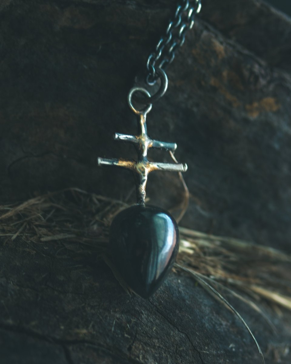 Silver & Gold Leviathan Cross Pendant with Black Spinel: A Symbol of Alchemy, Protection & Strength - Machinations