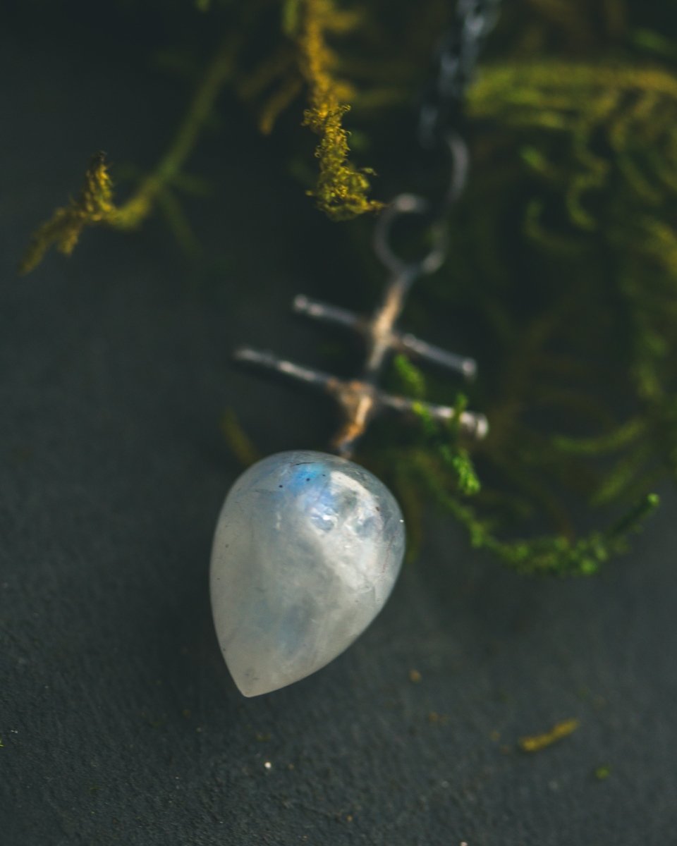 Silver & Gold Leviathan Cross Pendant with Moonstone: A Symbol of Alchemy, Power & Intuition - Machinations