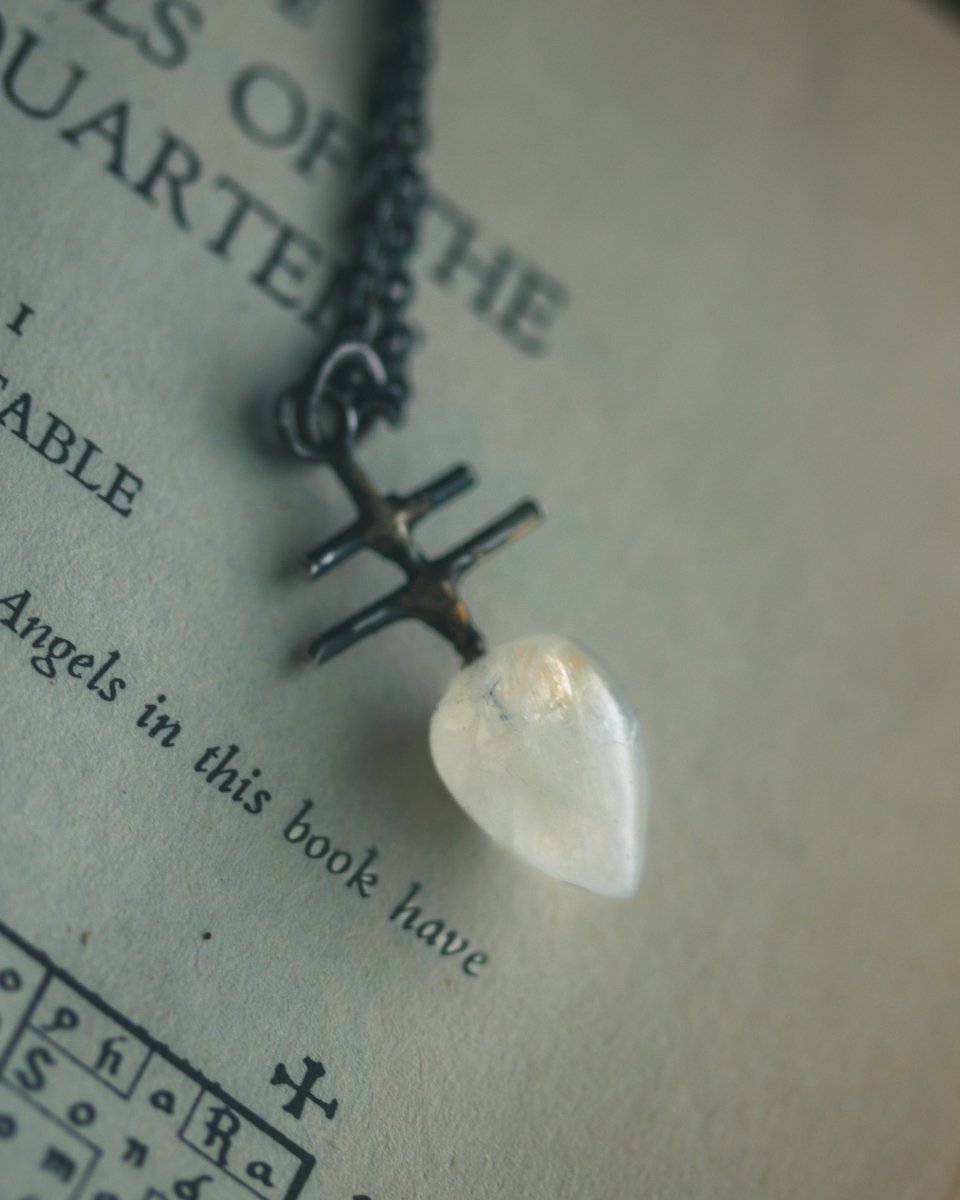 Silver & Gold Leviathan Cross Pendant with Moonstone: A Symbol of Alchemy, Power & Intuition - Machinations