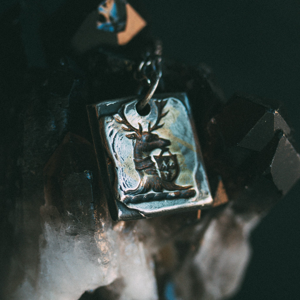 Stag and shield Tag Necklace - Machinations